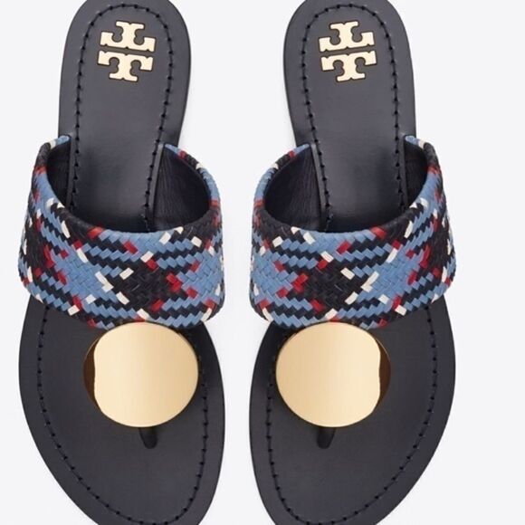 NWT TORY BURCH AUTHENTIC LEATHER PATOS DISC SANDALS 9 - Picture 3 of 12